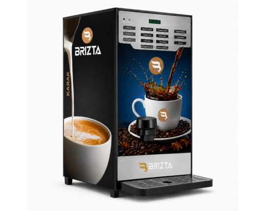 MINIFRESH 6500 coffee vending machine by Awafia with a sleek black and silver design, digital beverage selection panel, and coffee cup graphics.
